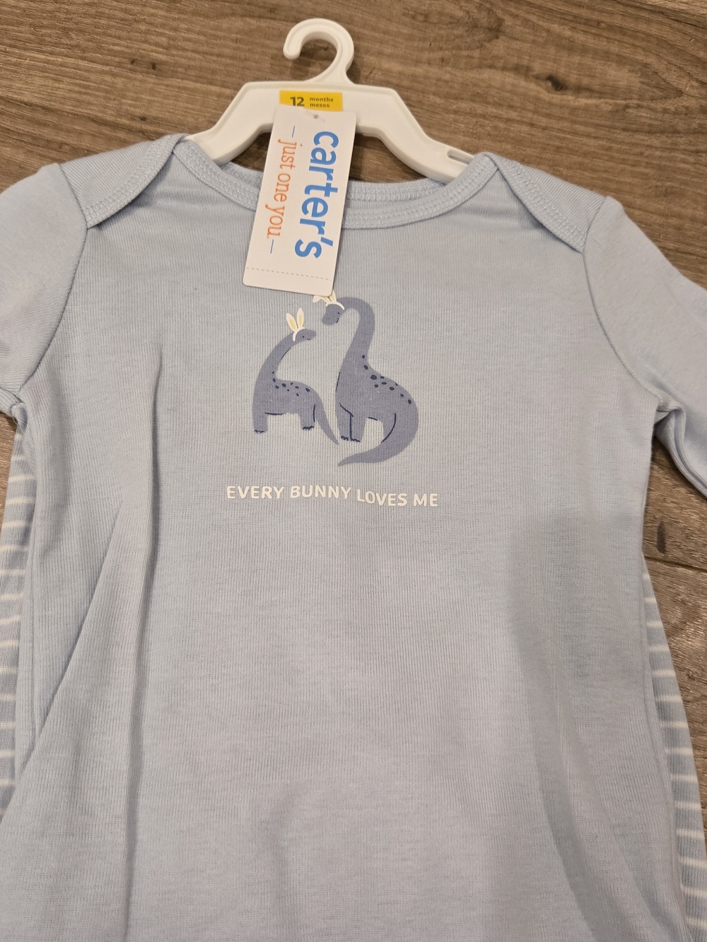 Carter's Baby Boy Dino Easter Set 2pc Blue Stripe NWT 12Mos every bunny loves me - Picture 3 of 8